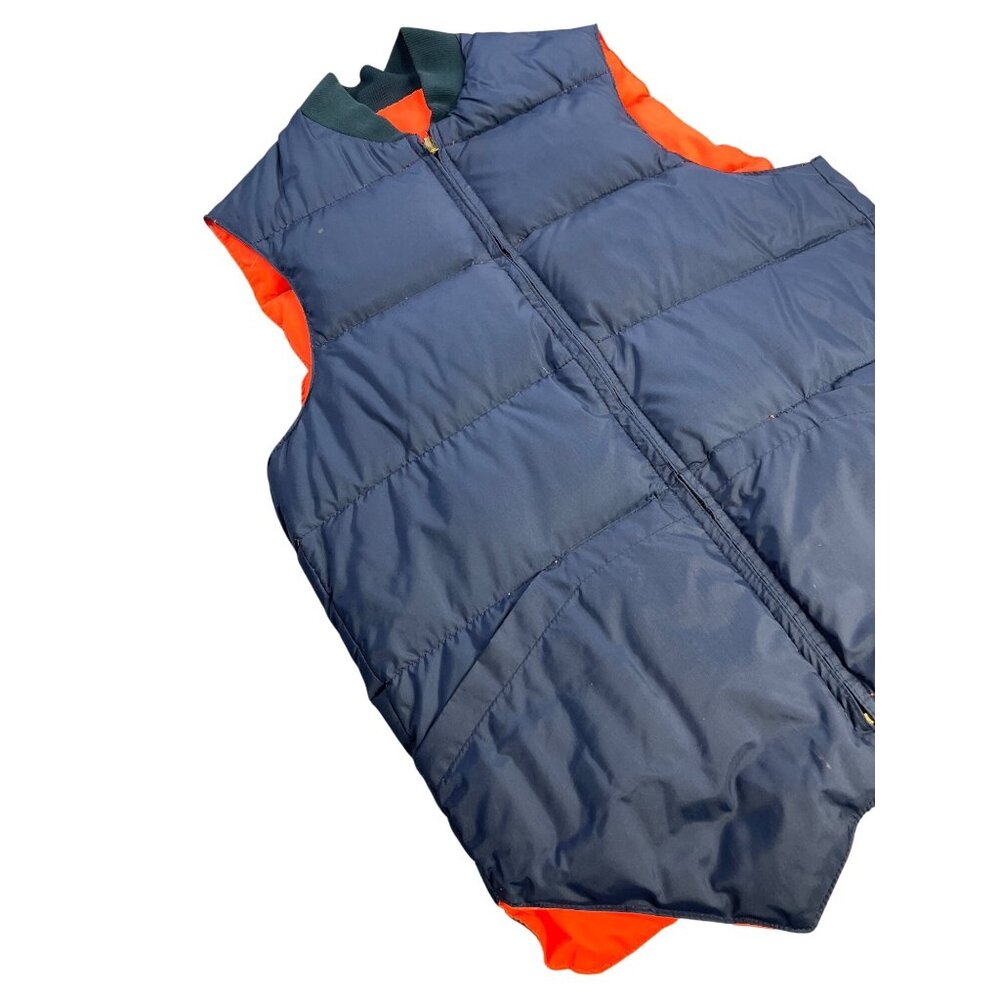 Vintage 1970s K mart Down Sports Wear Puffer Vest Navy/Orange Nylon S/M